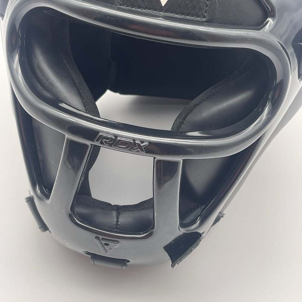 RDX T1FB Boxing Head Guard Black Leather Face Bar - Picture 4 of 11